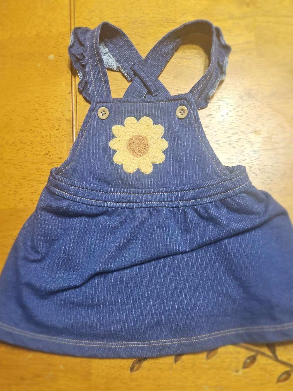 Girls' Blue Sunflower Pinafore Dress